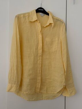 Reiss Women’s Light Yellow Linen Button-Up Shirt